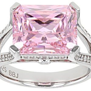 Bella Luce 11.38ctw Pink And White Diamond Simulants Sterling Ring